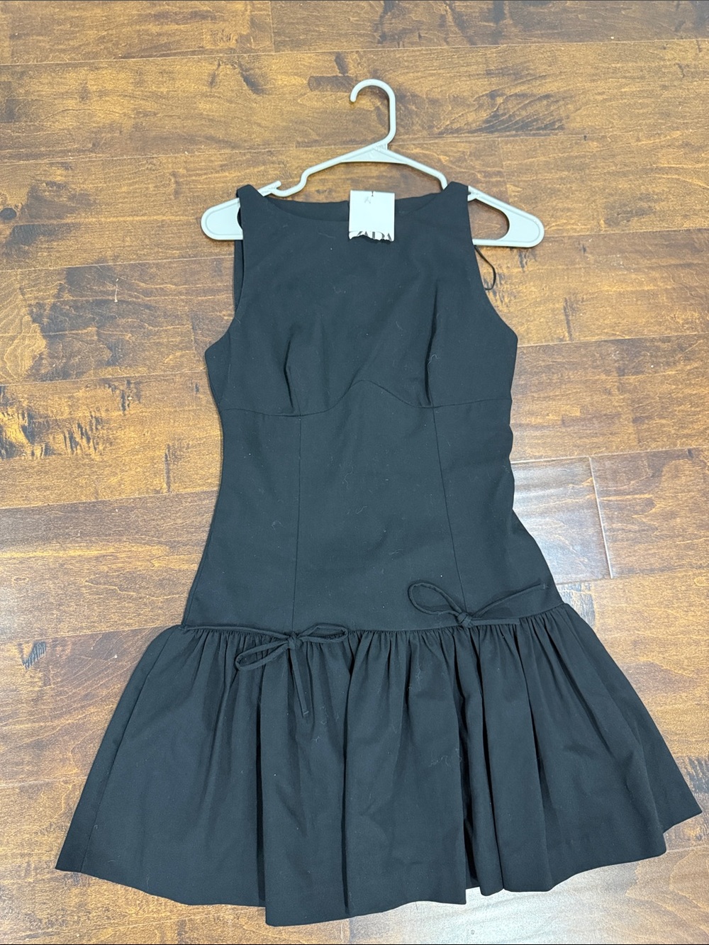 Zara Black Sleeveless Mini Dress with Ruffle Hem